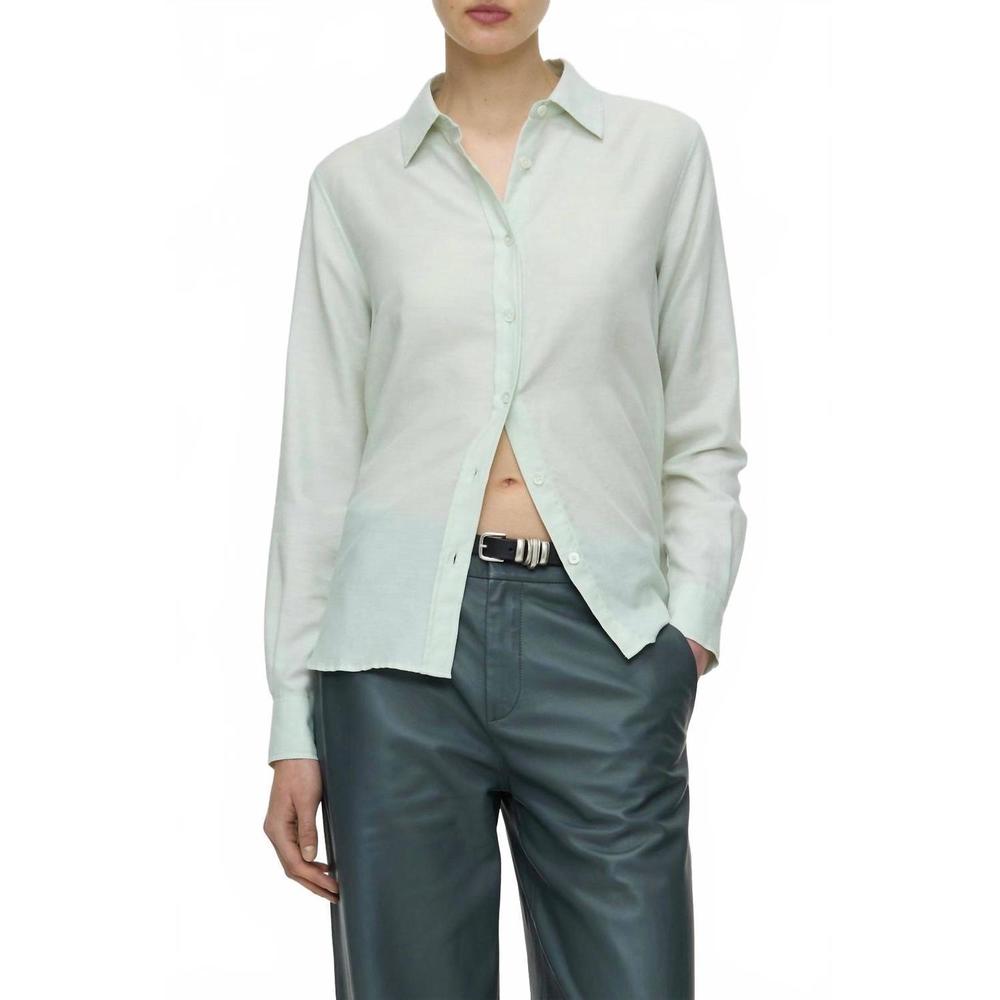 NEW CLOSED women's long sleeve button down shirt in giada green